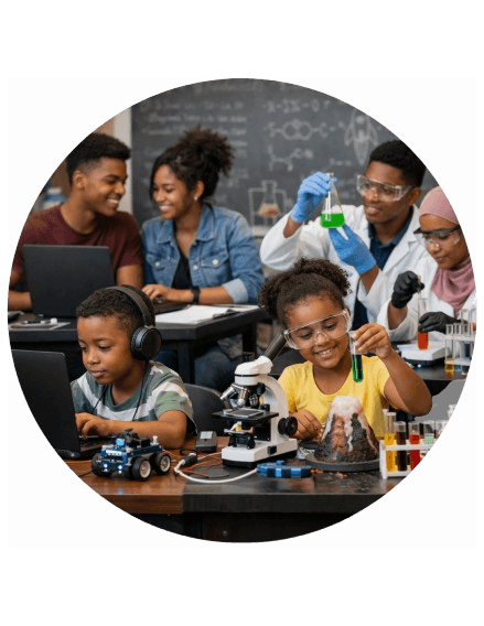 Students learning STEAM